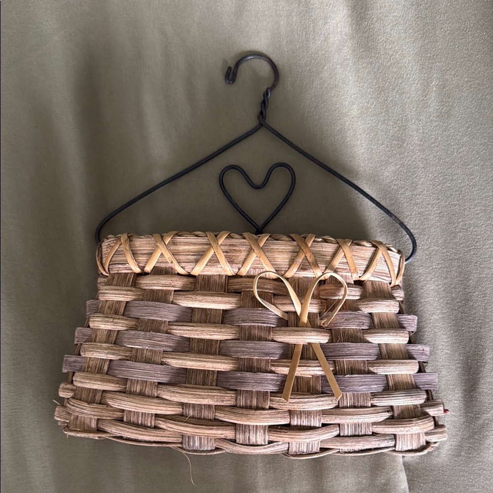 Rustic Woven Basket with Heart Accent